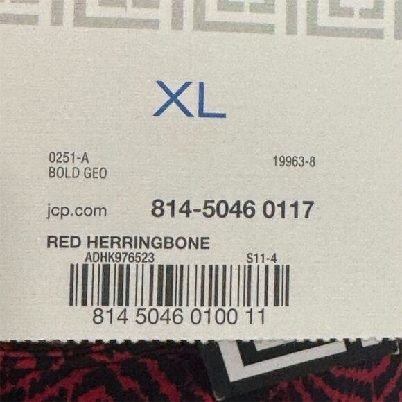 Liz Claiborne XL Sleeveless Faux Wrap Blouse Red Herringbone Geo Top NWT - Picture 8 of 8